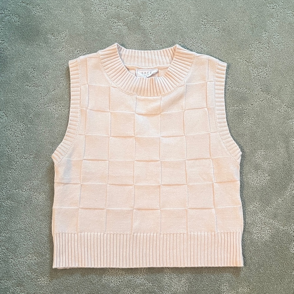 Sage The Label Checkered Knit Top